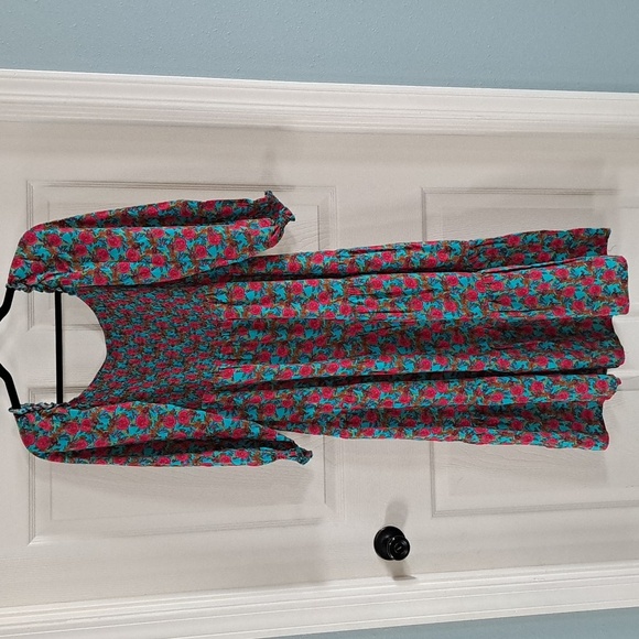 Subiki Smocked Floral Square Neckline Flowy Boho Teired Midi Maxi Long Dress - Picture 1 of 11